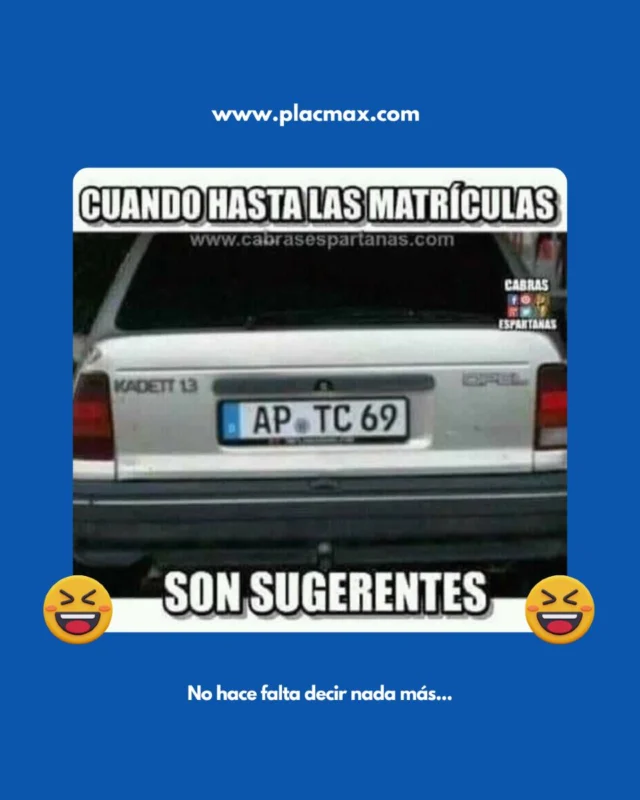 😏 Cuando hasta las matrículas son sugerentes... 🚗💥

A veces, las cosas hablan por sí solas. Y en este caso, ¡esta matrícula lo dice todo!
No hace falta más, ¿verdad? 😅
 
🌐 Compra ya en www.placmax.com

#MatrículasConEstilo #Placmax #SinPalabras #HumorSobreRuedas