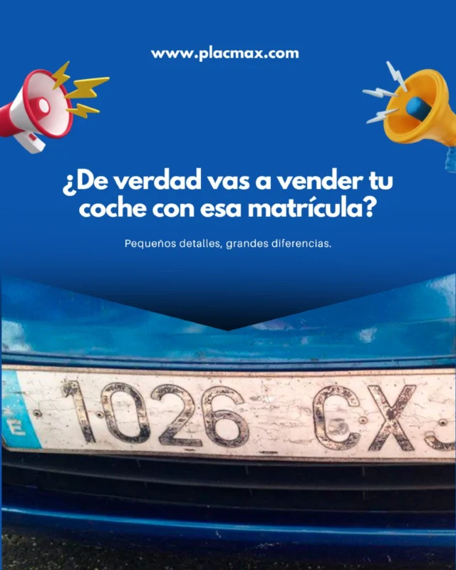 🛻 Si estás pensando en vender tu coche, esto te interesa:

Una matrícula vieja, oxidada o agrietada puede hacer que tu coche pierda valor a ojos del comprador.

👀 Y no hablamos de estética solamente. También transmite dejadez, falta de mantenimiento... y eso se nota.

🎯 ¿Solución? Cambiar la matrícula con Placmax. Barato, rápido y con envío a domicilio.

📸 Tu coche en las fotos del anuncio va a destacar... para bien.

#MatrículaNueva #VenderCoche #DetallesQueVenden

www.placmax.com