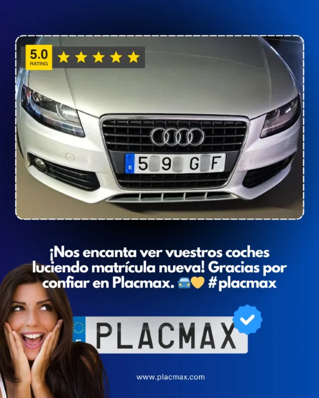 ✨ Nada nos gusta más que ver vuestro coche con matrícula nueva... y con estilo Placmax.

Cada vehículo que sale con una de nuestras placas es una historia de confianza, calidad y personalidad sobre ruedas.

🚗 Gracias por elegirnos para formar parte de vuestro camino.

Nos encanta ver cómo lucen vuestros coches con nuestras matrículas.

📸 ¿Y tú? ¿Ya tienes la tuya?

Etiquétanos y presume de matrícula nueva.

➡️ www.placmax.com

#MatrículasPlacmax #ConEstilo #ConfianzaSobreRuedas #GraciasPorConfiar